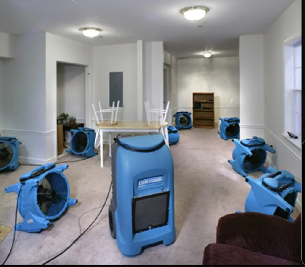 Air movers and dehumidifier setup for Water Extraction & Removal in Lakeside