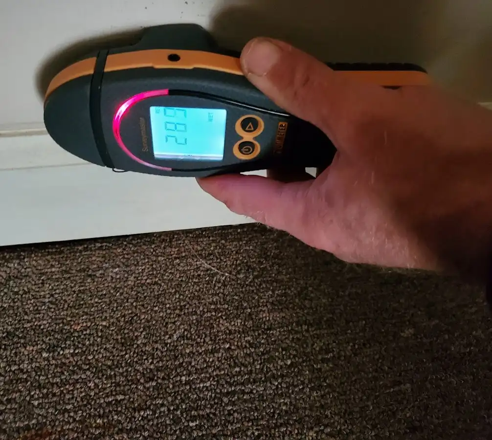 Moisture detection at baseboard during Mold Inspection & Testing in Lakeside